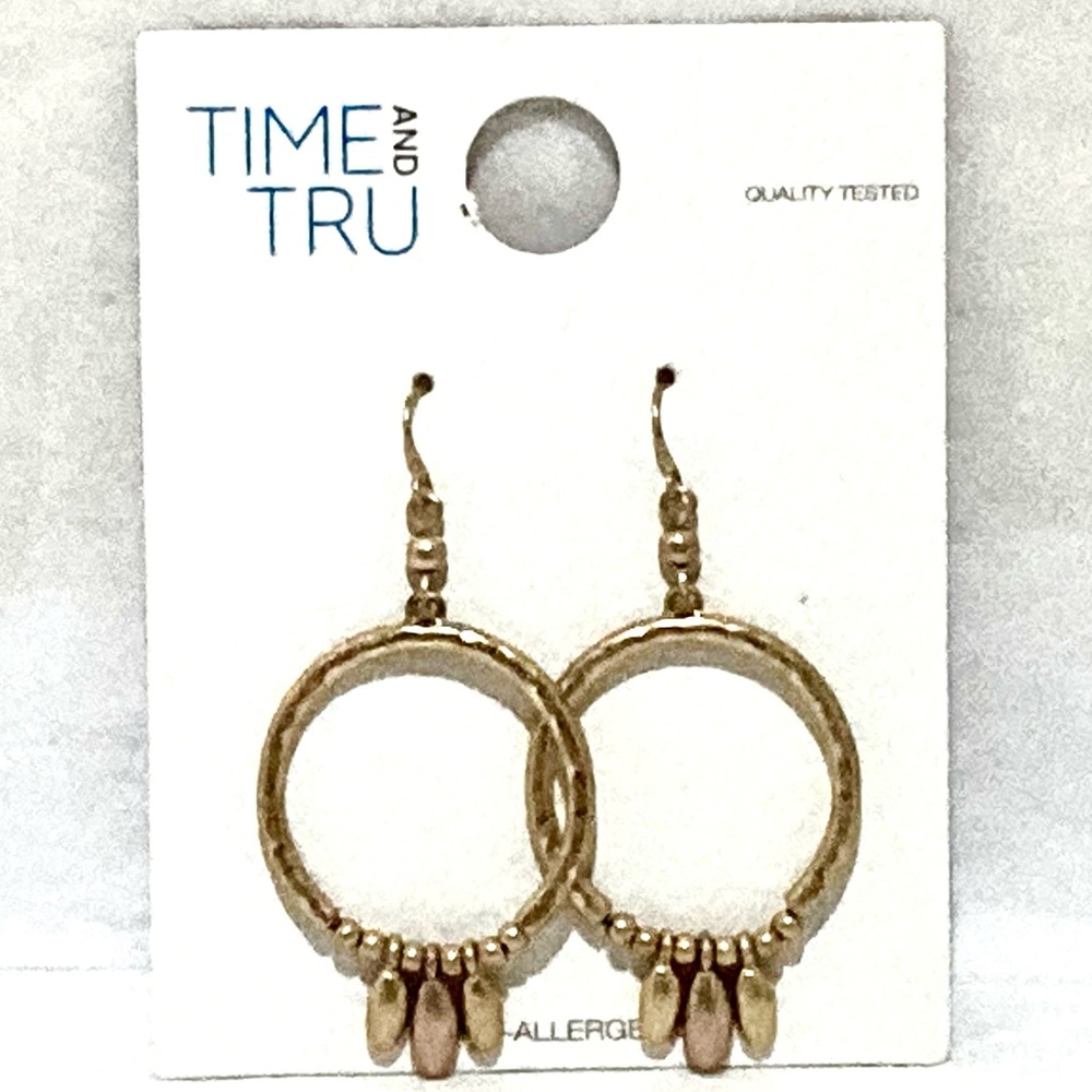 Time and Tru Gold Tone Hypoallergenic Hanging Hoop Earrings